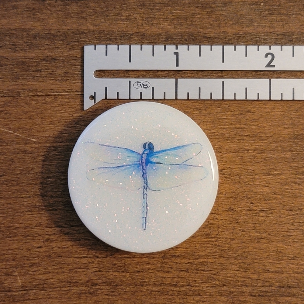 White Glitter Blye Dragonfly Custom Handcrafted Phone Grip